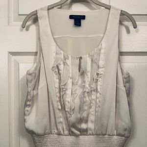 White House Black Market Sleeveless Ivory Top - L